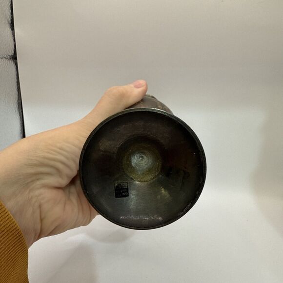 Antique Engraved Solid Brass Vase Made In India - Picture 4 of 5